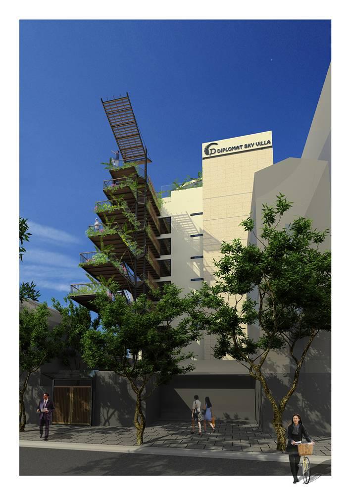 Exterior view of Diplomat Sky Villa on Tran Hung Dao street, Hanoi